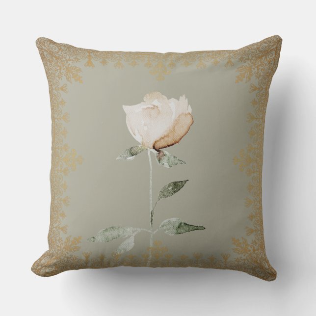 Autumn Season Sage Green Dusty Rose Throw Pillow (Front)