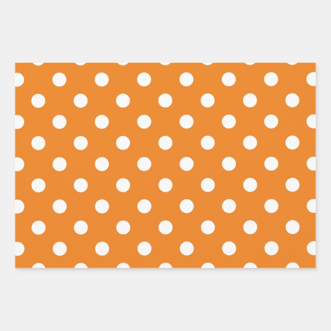 Autumn Season White Polka Dot Pattern Wrapping Paper Sheets (Front)
