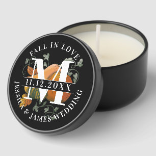 Autumn Seasonal Fall Harvest Monogram wedding Mini Candle Favors