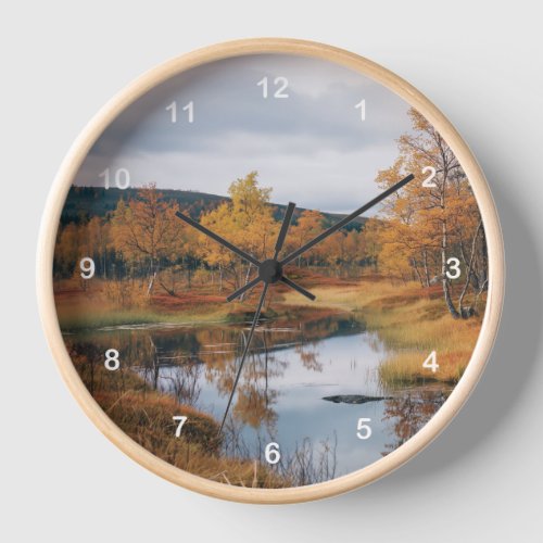 Autumn Serenade Finnish Ruska Reflections Clock