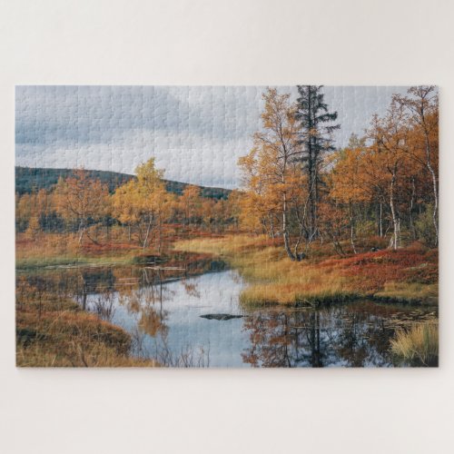 Autumn Serenade Finnish Ruska Reflections Jigsaw Puzzle