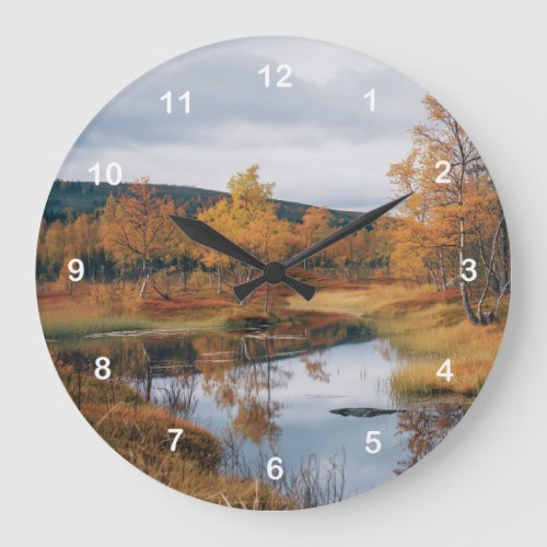 Autumn Serenade Finnish Ruska Reflections Large Clock