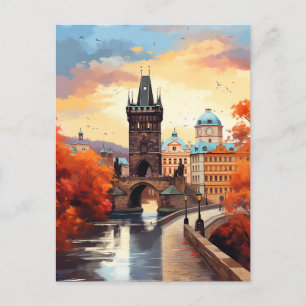 Autumn Serenity at Charles Bridge Holiday Postcard