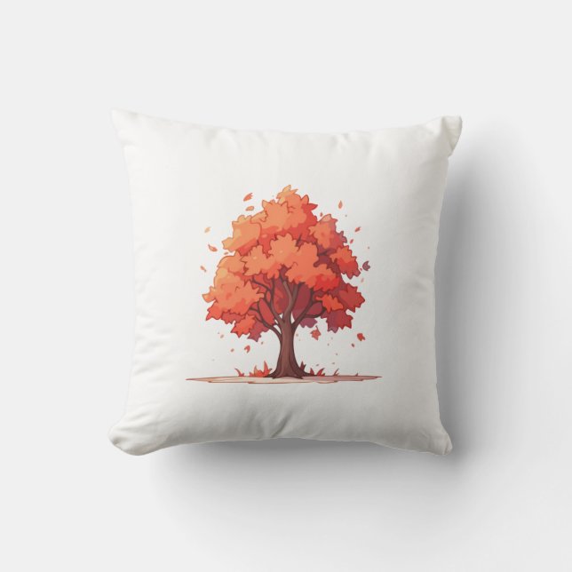 Autumn Serenity Tree Throw Pillow (Front)
