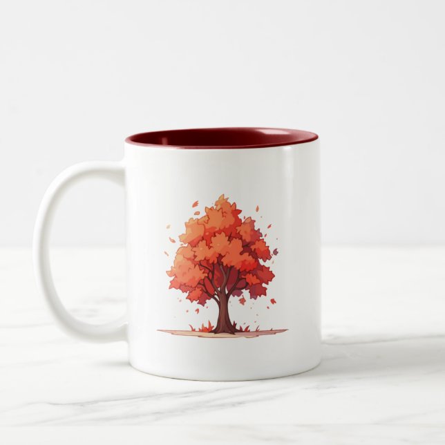Autumn Serenity Tree Two-Tone Coffee Mug (Left)
