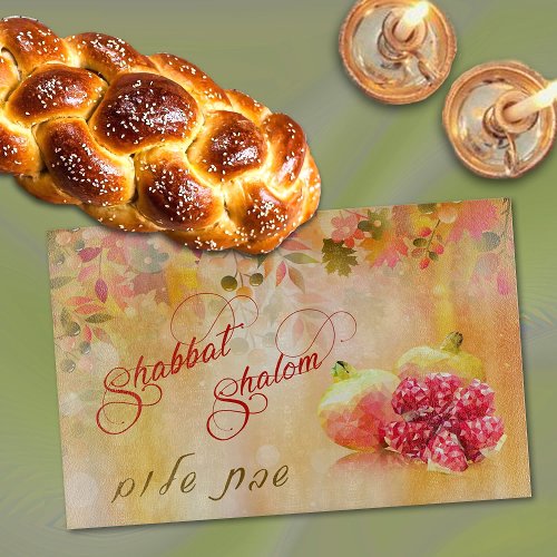 Autumn Shabbat Shalom Hebrew Challah Cutting Board