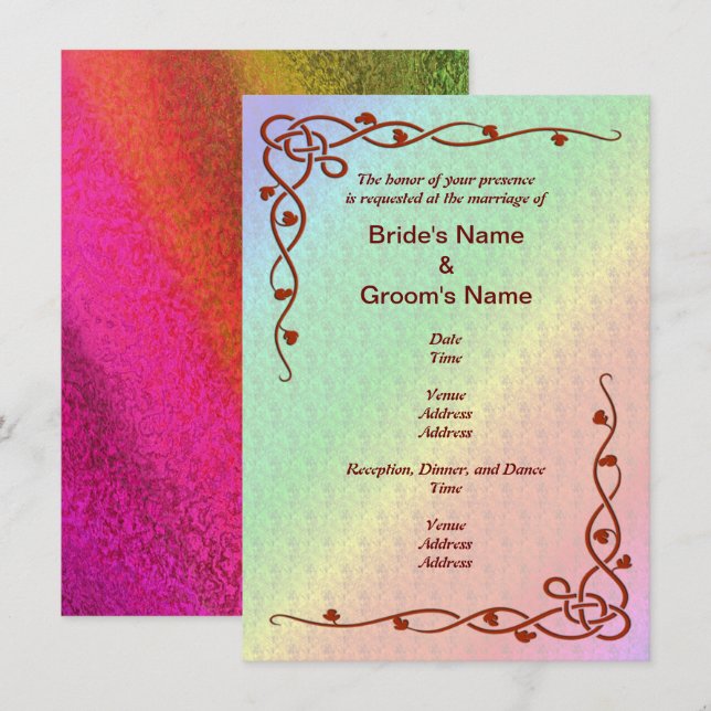 Autumn Shades and Flower Pattern Invitations (Front/Back)