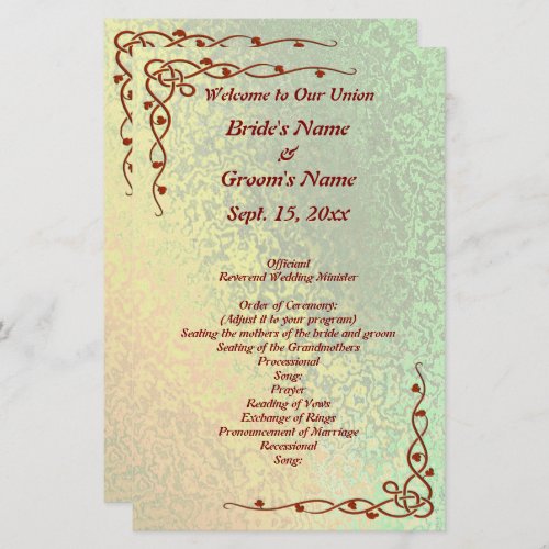 Autumn Shades Green and Yellow Wedding Med Flyer