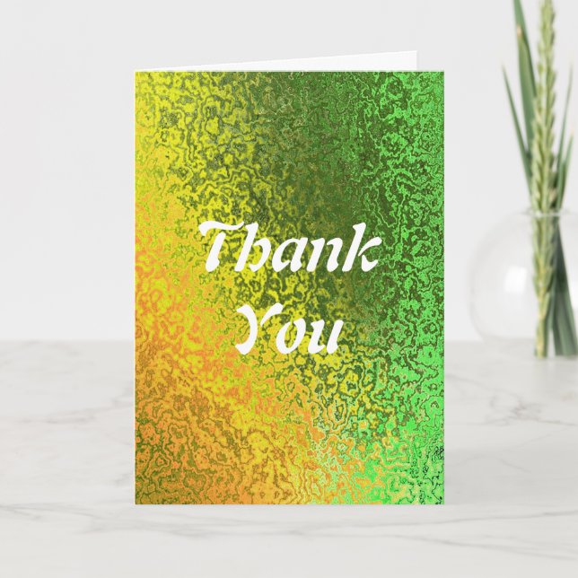 Autumn Shades Green Yellow Thank You Card (Front)