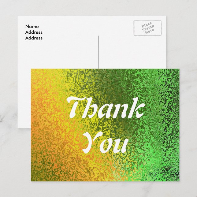 Autumn Shades Green Yellow Thank You Postcard (Front/Back)