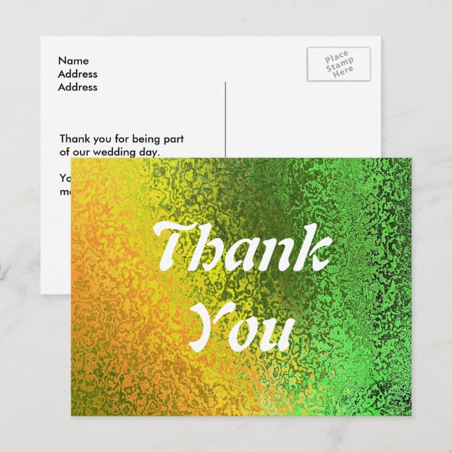 Autumn Shades Green Yellow Thanks Wedding Postcard (Front/Back)