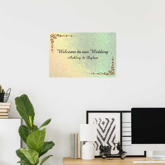 Autumn Shades Green Yellow Welcome Wedding 36x12 Poster (Home Office)
