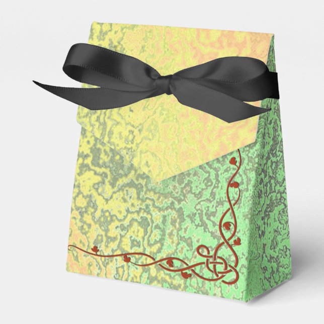 Autumn Shades of Green and Yellow Wedding Tent Box (Front Side)