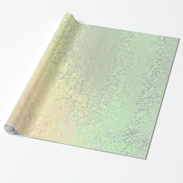 Autumn Shades of Green and Yellow Wedding Wrapping Wrapping Paper (Unrolled)