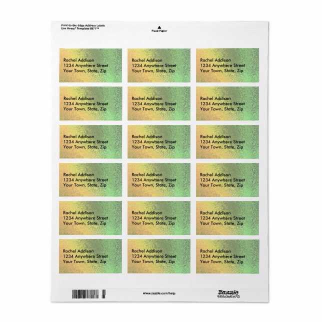 Autumn Shades of Green & Yellow LG Address Labels (Full Sheet)