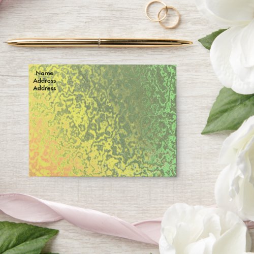 Autumn Shades of Green Yellow Note Card Envelope