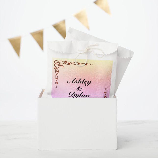 Autumn Shades Pink Purple Custom Names Wedding Favor Bag (Party)