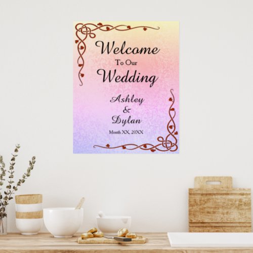 Autumn Shades Shimmer Pink Purple Welcome Poster