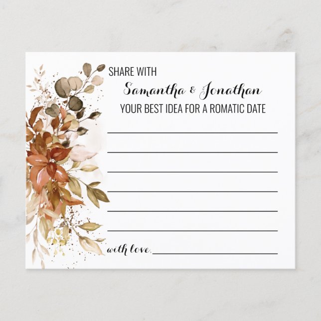 Autumn Share a Date Idea Shower Game card Flyer (Front)
