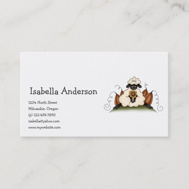 Autumn Sheep · Sheep, Sunflower & Pumpkins Business Card (Front)