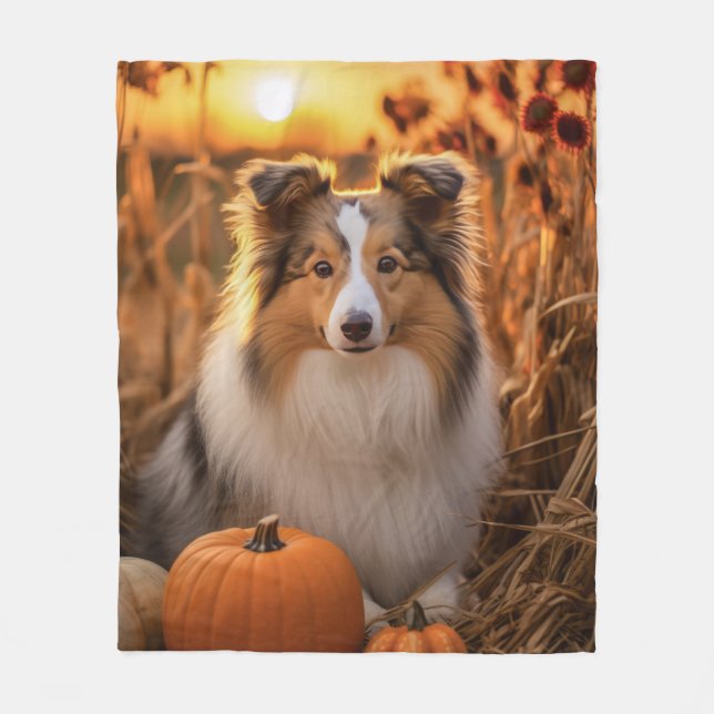 Autumn Sheltie – Gentle & Devoted Fleece Blanket (Front)