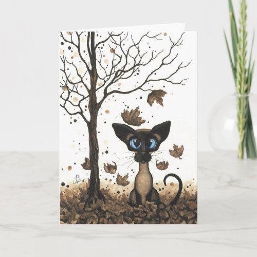 Autumn Siamese Cat by BiHrLe Card