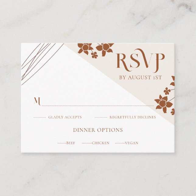 Autumn Side Floral Wedding Wedding RSVP Card (Front)