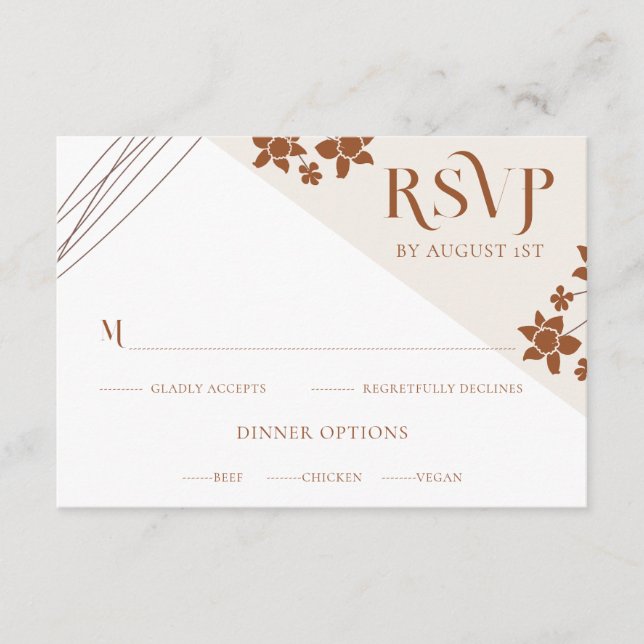 Autumn Side Floral Wedding Wedding RSVP Card (Front)