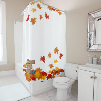 Autumn Sitting Scarecrow Shower Curtain