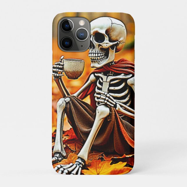 Autumn Skeleton Coffee Break Design Case-Mate iPhone Case (Back)