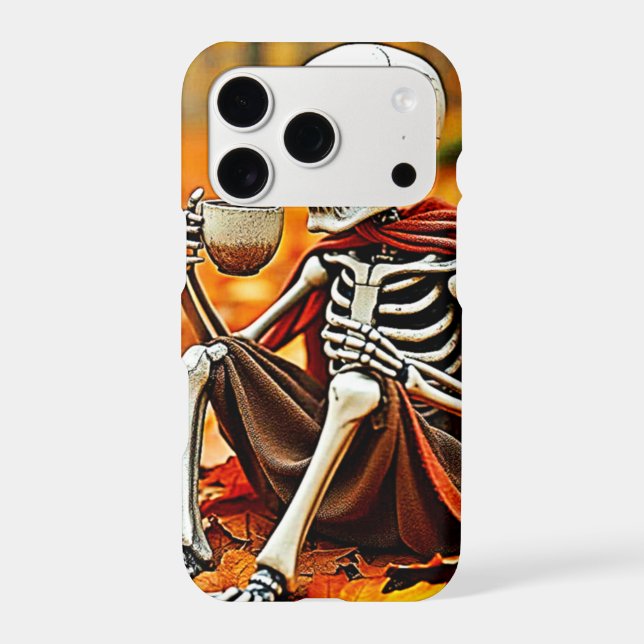 Autumn Skeleton Coffee Break Design Iphone Case (Back)