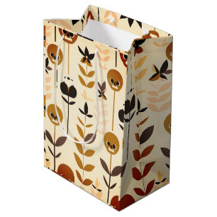 Autumn Skull Floral Pattern Gift Bag