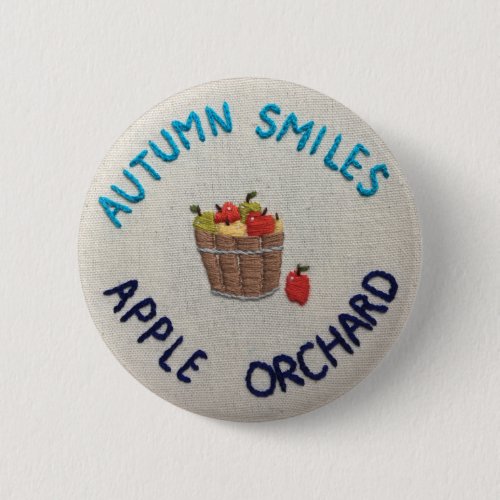 Autumn Smiles Apple Orchard Button