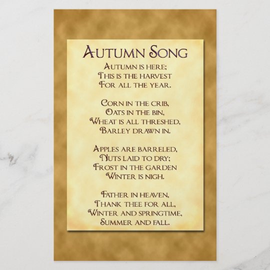 Autumn Song Harvest Poem Flyer | Zazzle.com