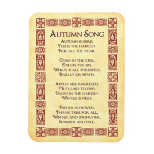 Autumn Song Red Art Thanksgiving Poem Magnet