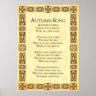 Autumn Song Thanksgiving Harvest Poem 10x14 Poster