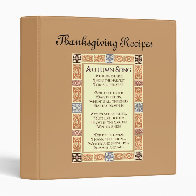 Autumn Song Thanksgiving Harvest Poem Binder (Front/Spine)
