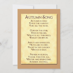Autumn Song Thanksgiving Poem Custom Invitations