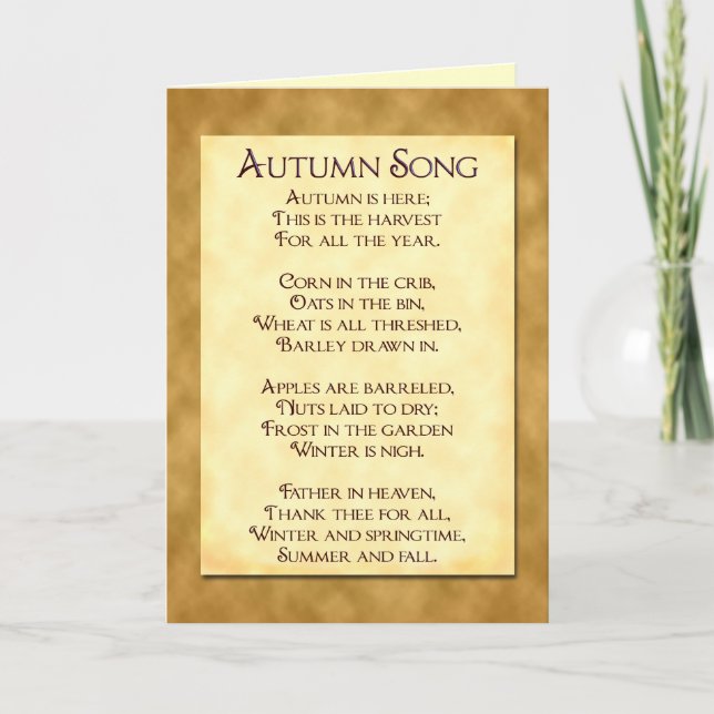 Autumn Song Thanksgiving Poem Greeting Cards (Front)