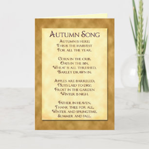 Autumn Song Thanksgiving Poem Invitation Cards