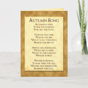 Autumn Song Thanksgiving Poem Invitation Cards