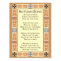 Autumn Song Thanksgiving Poem Postcard