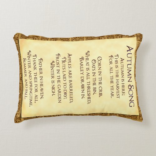 Autumn Song Thanksgiving Poem Rustic Accent Pillow