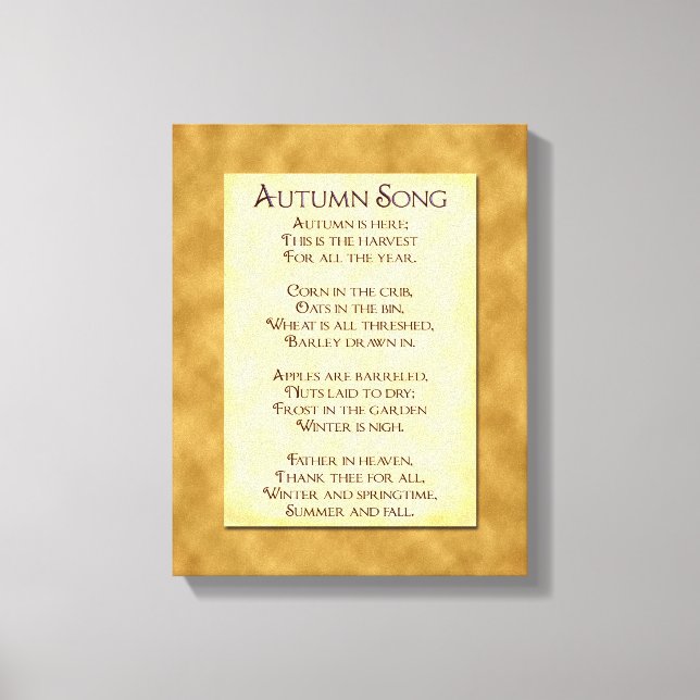Autumn Song Thanksgiving Poem Wrapped Canvas (Front)