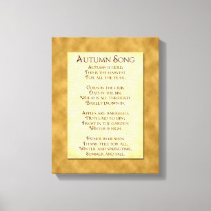 Autumn Song Thanksgiving Poem Wrapped Canvas Print