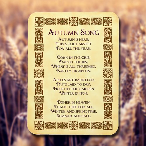 Autumn Song Vintage Art Thanksgiving Poem Magnet