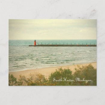 Autumn South Haven Michigan Lighthouse Postcard by camcguire at Zazzle