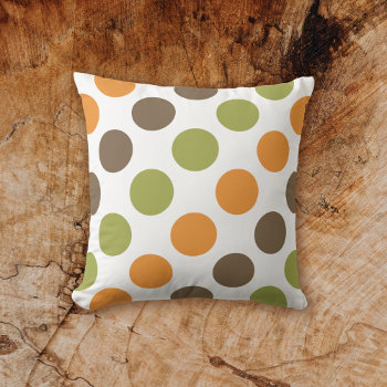 Autumn Spice Polka Dots Outdoor Pillow by mangomoonstudio at Zazzle