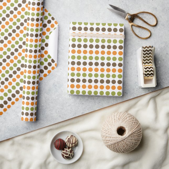 Autumn Spice Polka Dots Wrapping Paper (Crafts)