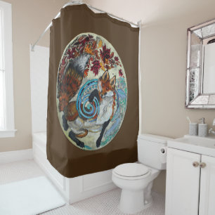 Autumn Spiral Fox Shower Curtain